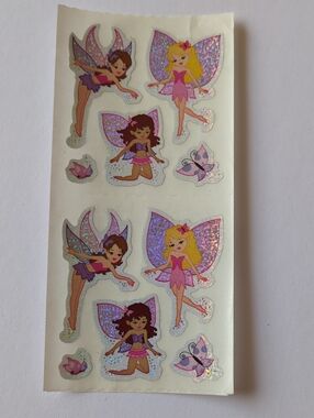 ☀️Vintage Sandylion Glittery Pink Fairies and Butterflies Sticker Sheet - Rare